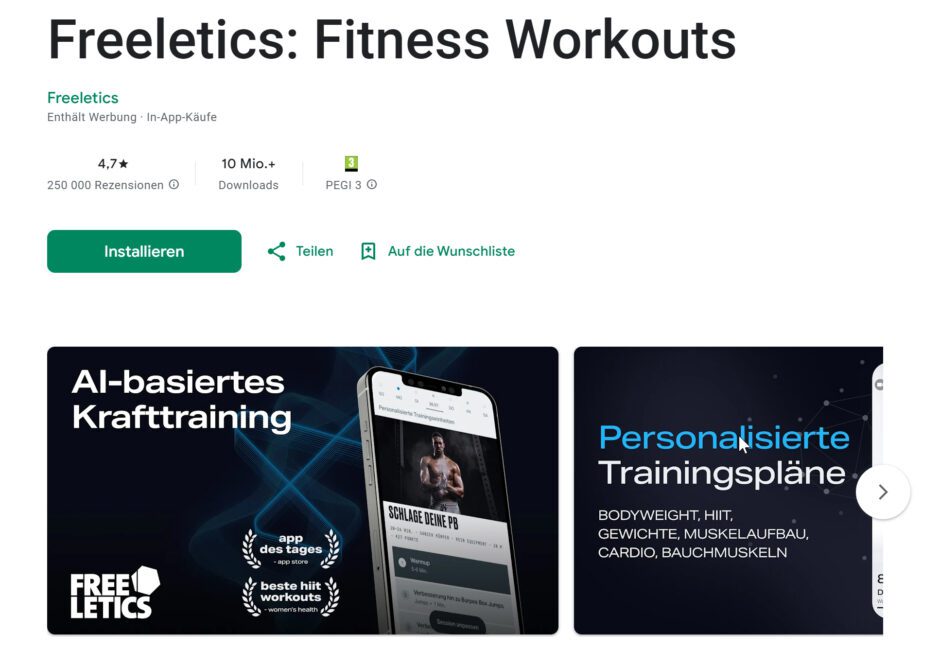 Freeletics Fitness App